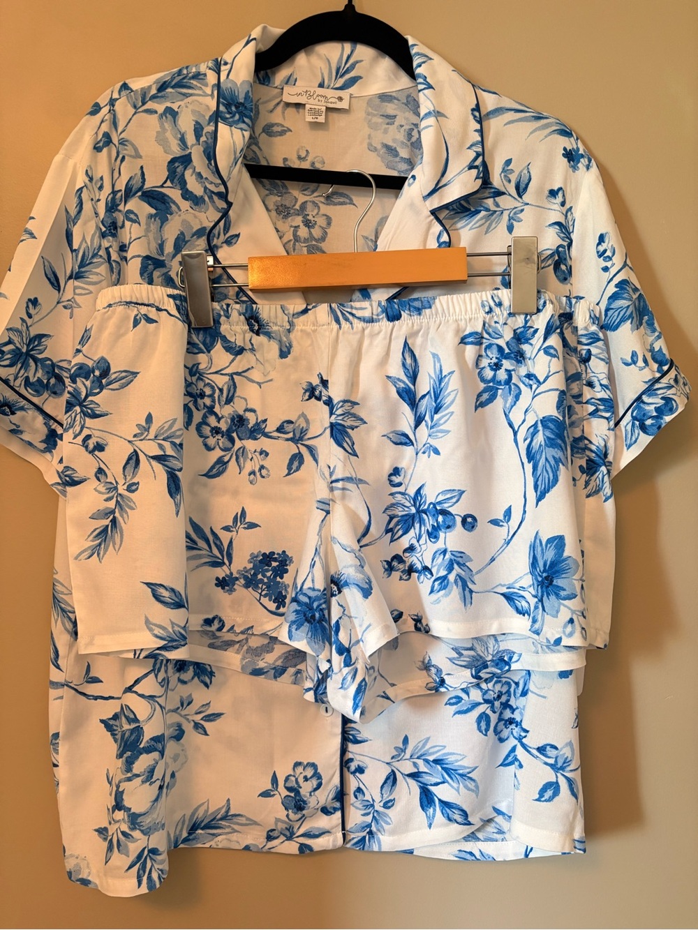 In Bloom Blue Floral Shirt & Short Two-Piece Pajama/ Lounge Set